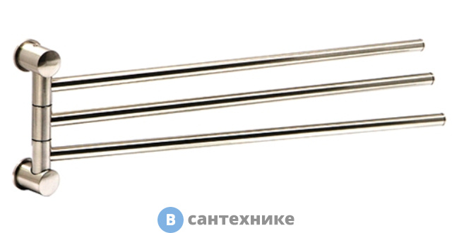 Держатель полотенец WasserKRAFT K-1933 3-е рога металл, покрытие "матовый хром"