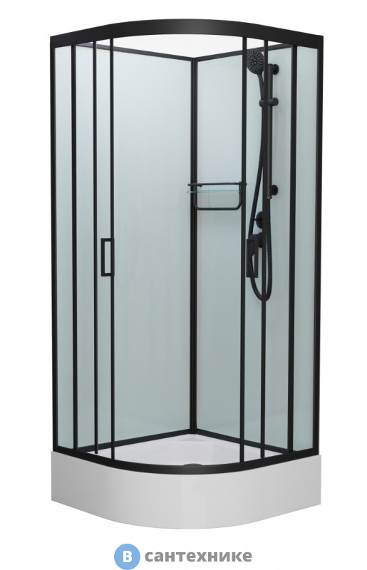 Душевая кабина Frank F409/1 Black средний поддон б/к (без крыши)