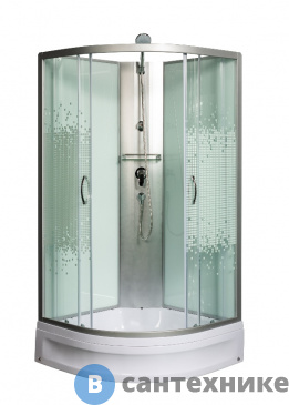 картинка Душевая кабина МОНОМАХ Б/К 90/24 С МЗ б/крыши, 900*900*2060, полукруг (10000005771)