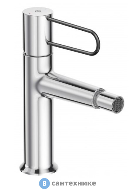 Смеситель Jacob Delafon ODEON RG E21033-BL-CP для биде с д/к,корпус хром, ручка чёрная