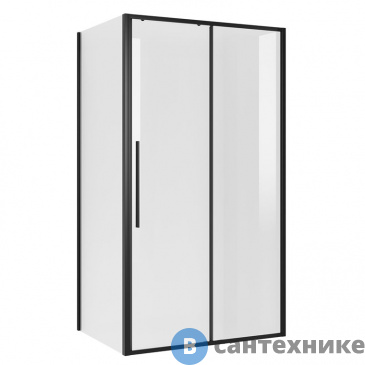 картинка Душевое ограждение Niagara NG-84-10AB-A90B-34 (100*90*195) прямоуг., раздвижн., черный матов, стекло прозрачн., без поддона