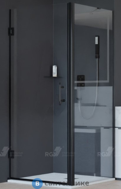 Душевой уголок RGW HO-045-B (HO-011B + Z-050-2B + держ) чёрный/Прозрачное/8 мм 90*100*195 (350604590-014), без поддона
