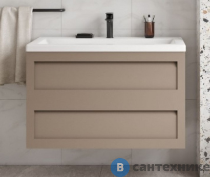 картинка Тумба под раковину Art & MAX PLATINO AM-Platino-1000-2C-SO-CM подвесная с двумя выкатными ящиками, капучино матовый