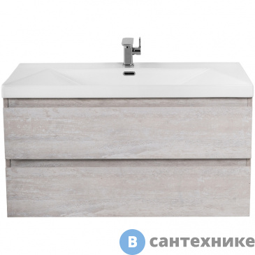 картинка Тумба под раковину Cezares MOLVENO подвесная с двумя выкатными ящиками, Legno Bianco, 800x500x500, MOLVENO-80-2C-SO-LB