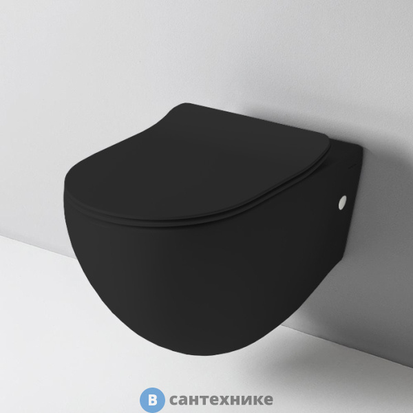 Унитаз подвесной Artceram FILE 2.0 безободковый 36х52 см, с креплениями, чёрный матовый (FLV004 17 30), без сиденья