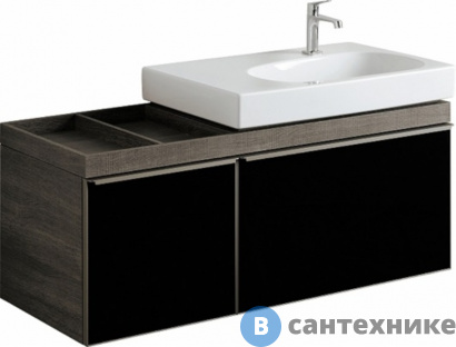 картинка Тумба под раковину Keramag CITTERIO 835521000 стекл.панель черн., левая /118,4х55,4х50,4/ (темный дуб)