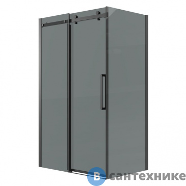 картинка Душевое ограждение Grossman Classic 120.K33.04.1090.21.10 (100*90*195) черный матовый, стекло тонированное, без поддона