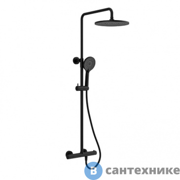 картинка Душевая стойка Vincea Esse VSFS-1E0TMB термостатическая без излива, 25 см верх душ, черный