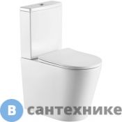 Унитаз с бачком Aquatek ОБЕРОН AQ1273S-00 безободковый Rimless Pan 590х375х790мм, горизонтальный выпуск, тонкое сиденье Termodur с механизмом плавного закрывания