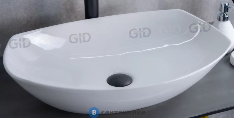 Раковина накладная GID-ceramic N9137 белый (560х400х160)