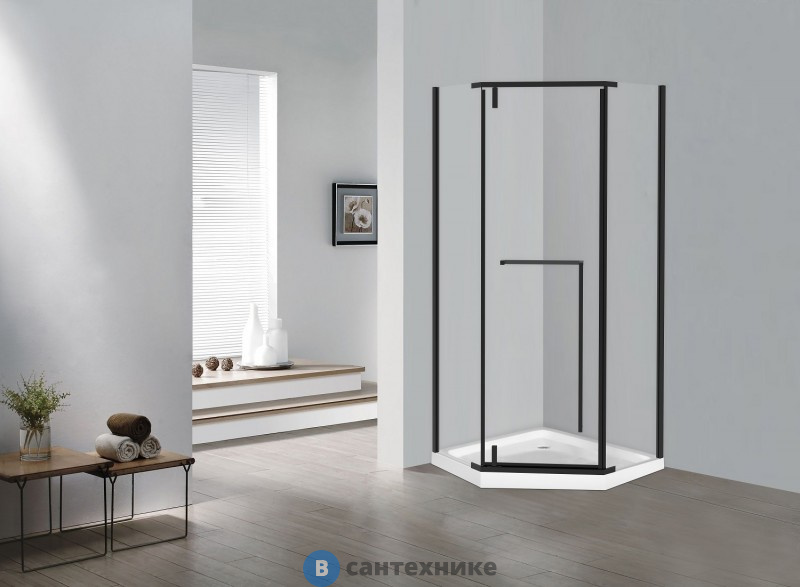 Душевое ограждение ESBANO ESS-100PR-B черный, без поддона