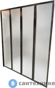 картинка Шторка на ванну Cerutti BOUNA (130x140) 4-х секц, хром, матовое стекло