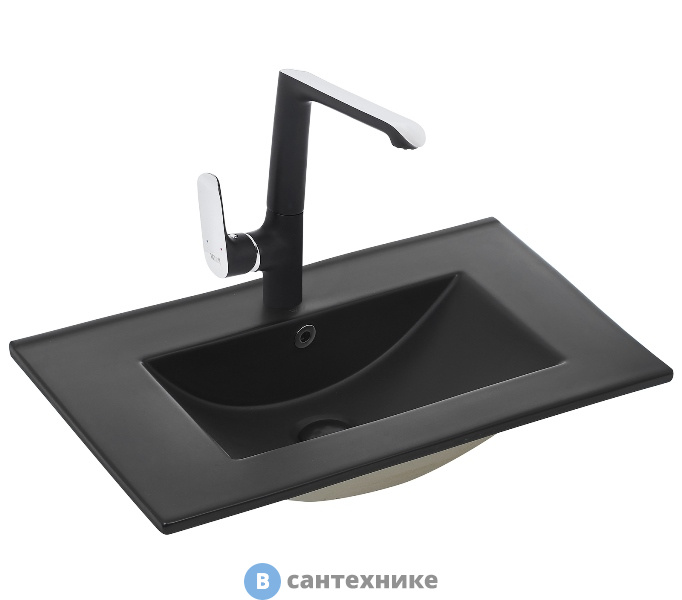 Раковина WELTWASSER DEILBACH 7506-75 MT- BL врезная (матовая чёрная) /760х470х180/