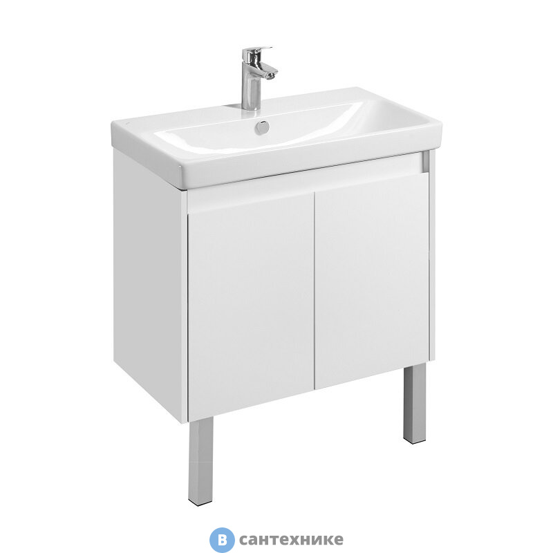 Тумба под раковину Акватон Сканди Doors 80 Белый глянец/Белый матовый (1A282901SD010)