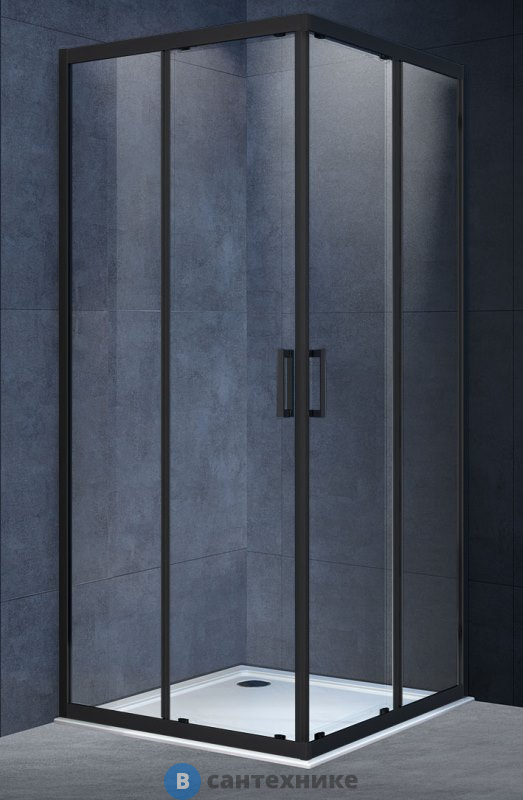 Душевой уголок Vincea Alpha VSS-3AL100CLB, 1000*1000, черный, стекло прозрачное, без поддона