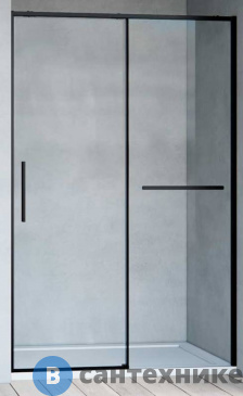 картинка Душевая дверь Vincea Slim Soft VDS-1SS140CLB, 1400, черный, стекло прозрачное