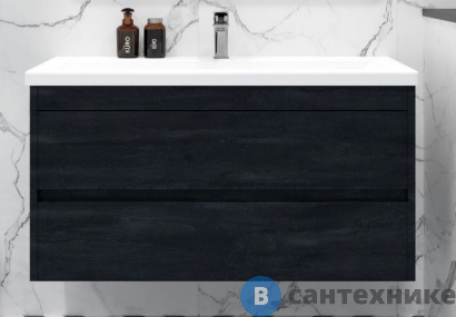 картинка Тумба под раковину Art & MAX FAMILY-M Family-M-1000-2C-SO-HC подвесная с двумя выкатными ящиками, Hard Coal, 1000x480x550