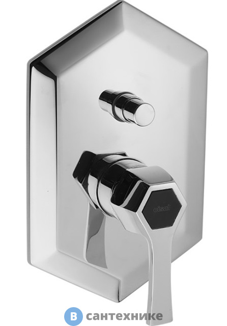 Смеситель CISAL Cherie внешняя часть для ванны/душа, хром/чёрный матовый (CH0021006T), без внутренней части