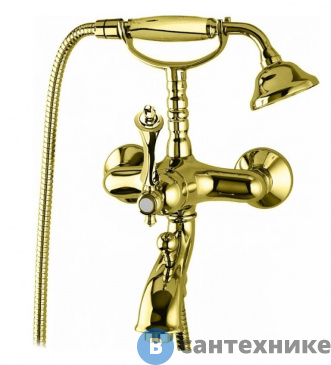 картинка Смеситель Cezares MARGOT-VDM-03/24-M для ванны с ручным душем, золото, ручка золото