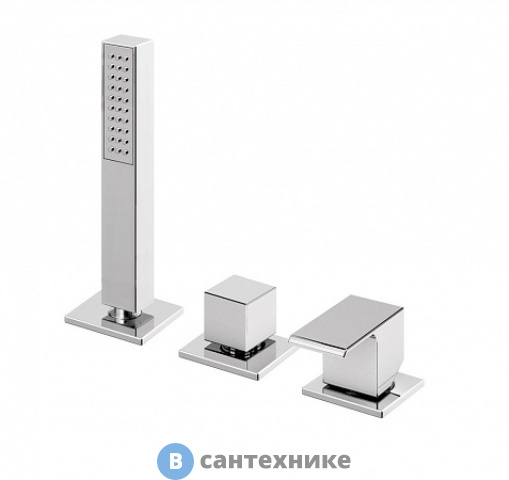 Смеситель Cezares PORTA-BVDM3-BIO на борт ванны с выдвижным душем и переключателем, белый матовый