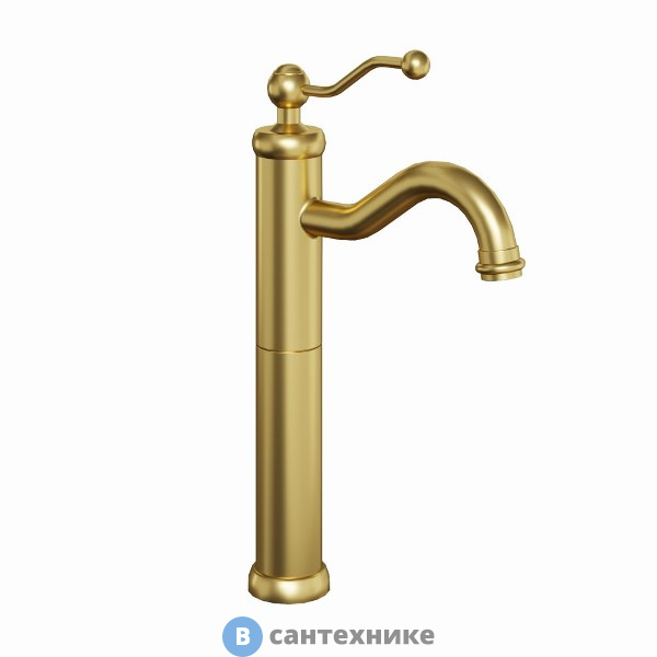 Смеситель Paini Duomo 88PJ205LL для раковины, без донного клапана, высокий, матовое золото PVD