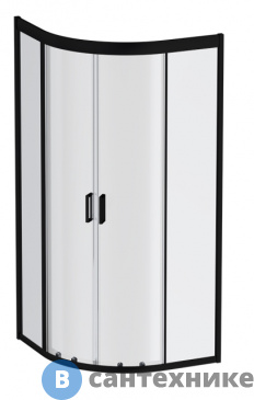 картинка Душевой уголок AM.PM W90G-401-090BT Gem 1/4 Rond 90x90 стекло прозрачное, профиль черный матовый, без поддона