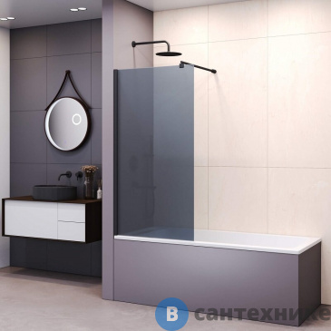 картинка Шторка для ванны RGW SC-051-B 60*150 чёрный/ тонированное (серое) (351105106-34)