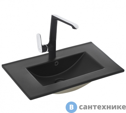 картинка Раковина WELTWASSER SK DEILBACH 7506- 60 MT- BL врезная (матовая чёрная) /600х470х180/