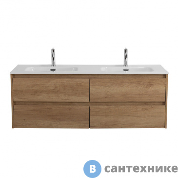 картинка Тумба под раковину BelBagno KRAFT подвесная с четырьмя выкатными ящиками для раковины с двумя чашами, Rovere Nebrasca Nature, 1400x460x500,KRAFT-1400-4C-SO-2-RNN