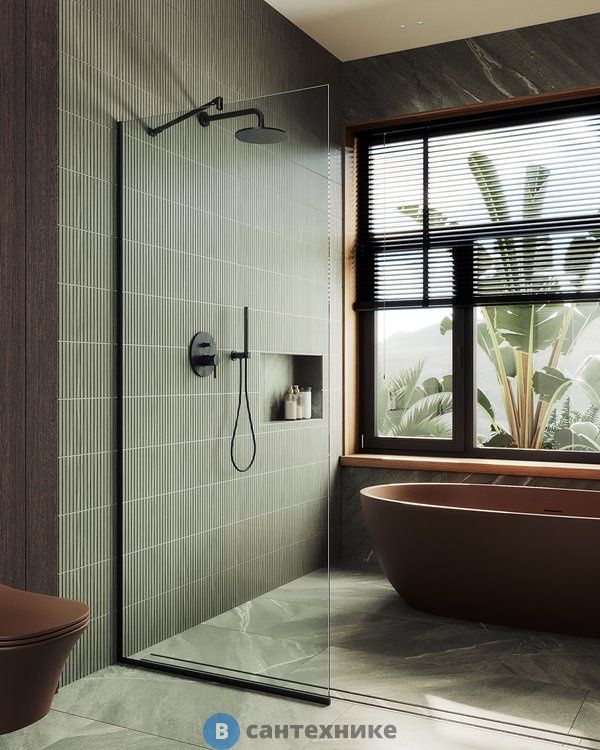 Душевая перегородка в профиле MaybahGlass 1950*890 стекло 8 мм бесцветное (MGD-689-6у)