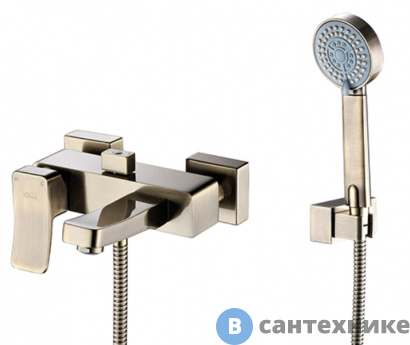 картинка Смеситель WasserKRAFT Exter 1601 для ванны с коротким изливом латунь, покрытие «светлая бронза»