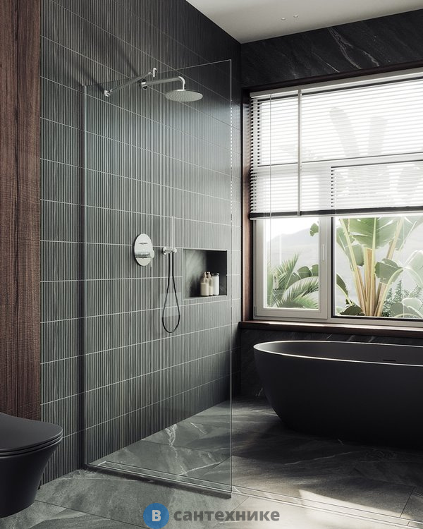 Душевая перегородка в профиле MaybahGlass 1950*890 стекло 8 мм бесцветное (MGD-689-5у)