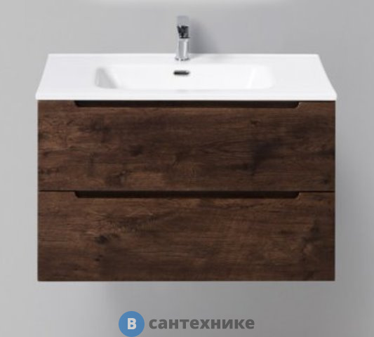 Тумба под раковину BelBagno 81 см ETNA-800-2C-SO-RW-P подвесная с двумя выкатными ящиками, Rovere Moro