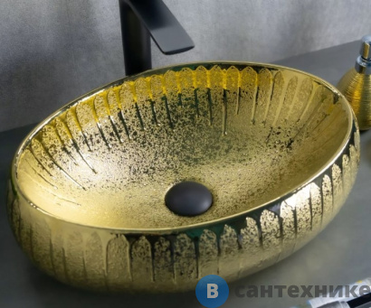 картинка Раковина GID-ceramic 9030g накладная, золото (480х340)