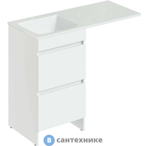 Тумба Orange Optima Op-110TUW+RAL напольная с левой раковиной, белый глянец, 48х48х87 см (ST-110TUW+RAL)