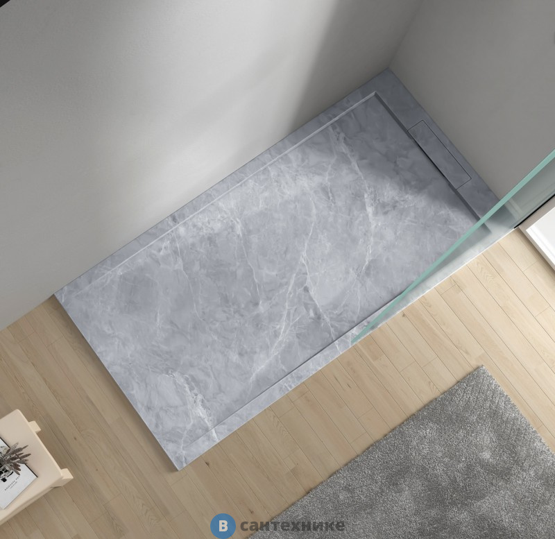 Душевой поддон ESBANO ESP-LM128VG мрамор серый, из искусственного камня