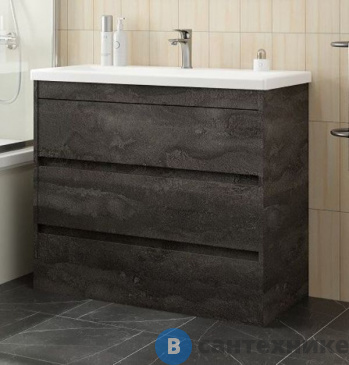 картинка Тумба под раковина Art & MAX FAMILY-M FAMILY-M-900-3C-PIA-IS напольная с тремя выкатными ящиками, Iron Stone, 900x480x845