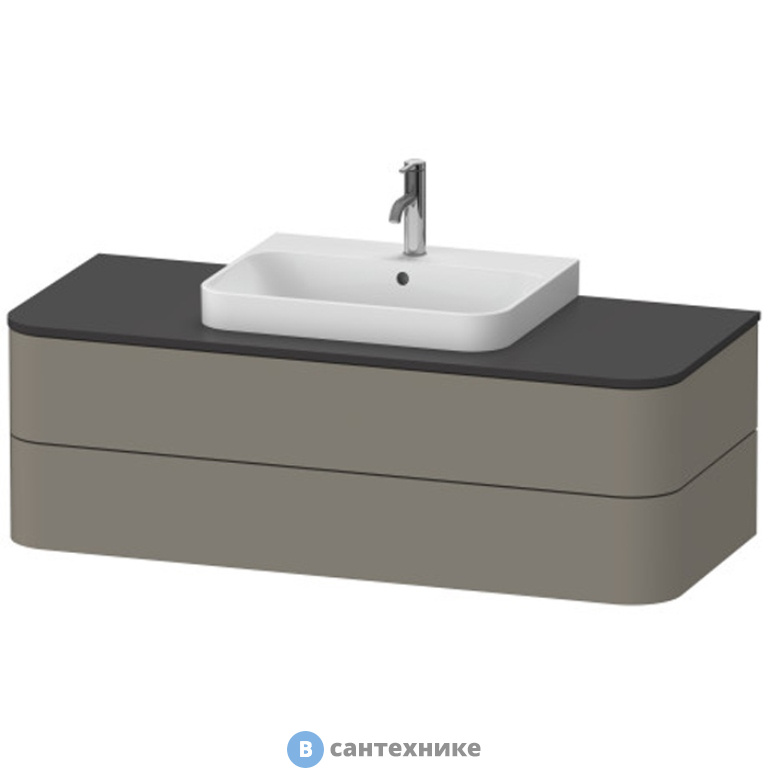 Тумба Duravit Happy D.2 Plus подвесная 408x1300x550 мм 2 ящика, stone grey satin matt (HP497209292), без столешницы и раковины