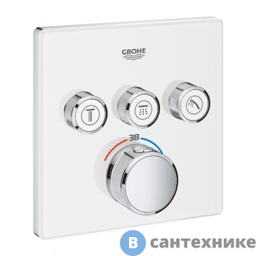 картинка Термостат Grohe 29157LS0 GRT SmartControl для ванны/душа, комплект верхней монтажной части для Rapido SmartBox, квадратная розетка, 3 кнопки управления