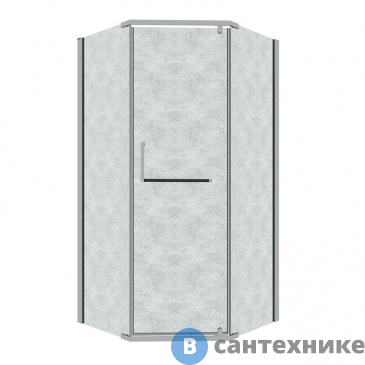 картинка Душевое ограждение Grossman Pragma 302.K33.03.9090.10.02 (90*90*195) трапеция, распашная, хром, стекло шиншилла, без поддона