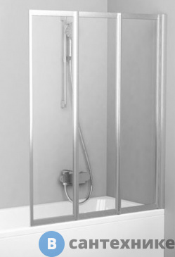 картинка Шторка на ванну Ravak Supernova VS3 115 сатин + Раин (795S0U0041)