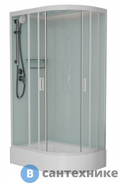 картинка Душевая кабина Frank F412/1L М White левосторонняя средний поддон матовое стекло