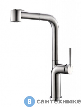 картинка Смеситель BelBagno BB-LAM60-IN для кухни с выдвижным изливом, двухрежимный, нержавеющая сталь, сатин