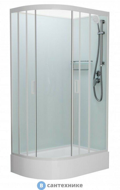 Душевая кабина Frank F412/1R М White правосторонняя средний поддон б/к (без крыши) матовое стекло
