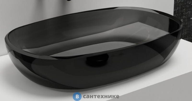 Раковина ABBER Kristall AT2805Onyx, накладная прозрачная, чёрный