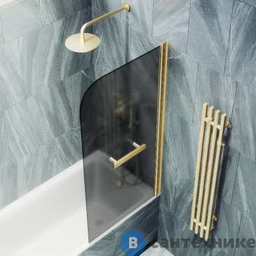 картинка Шторка для ванны поворотная на монопетле MaybahGlass 1400*800 Стекло 6 мм Графит матовый +Полотенцесушитель (MGV-792-3)