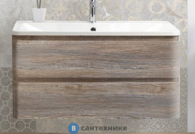 Тумба под раковину BelBagno 100 см ALBANO-1000-2C-SO-PS подвесная с двумя выкатными ящиками, Pino Scania