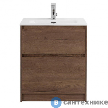 картинка Тумба под раковину BelBagno KRAFT 39 напольная с фрезерованными ручками по всей длине фасада с двумя выкатными ящиками, Rovere Tabacco, 505х390x840, KRAFT39-500