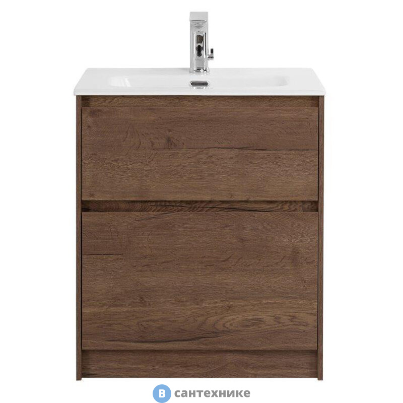 Тумба под раковину BelBagno KRAFT 39 напольная с фрезерованными ручками по всей длине фасада с двумя выкатными ящиками, Rovere Tabacco, 505х390x840, KRAFT39-500