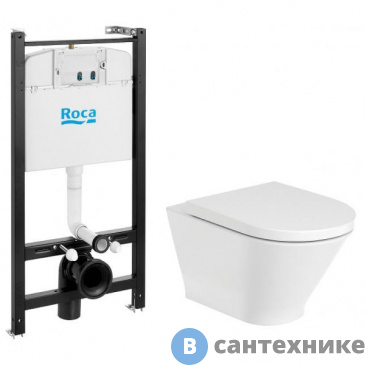 картинка Унитаз с инсталляцией Roca 893105000 THE GAP ROUND (+сиден), без клавиши